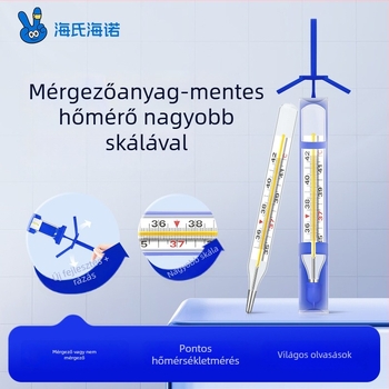 Higanymentes üveghőmérő – hónalj alá, nagy skála, háztartási használat