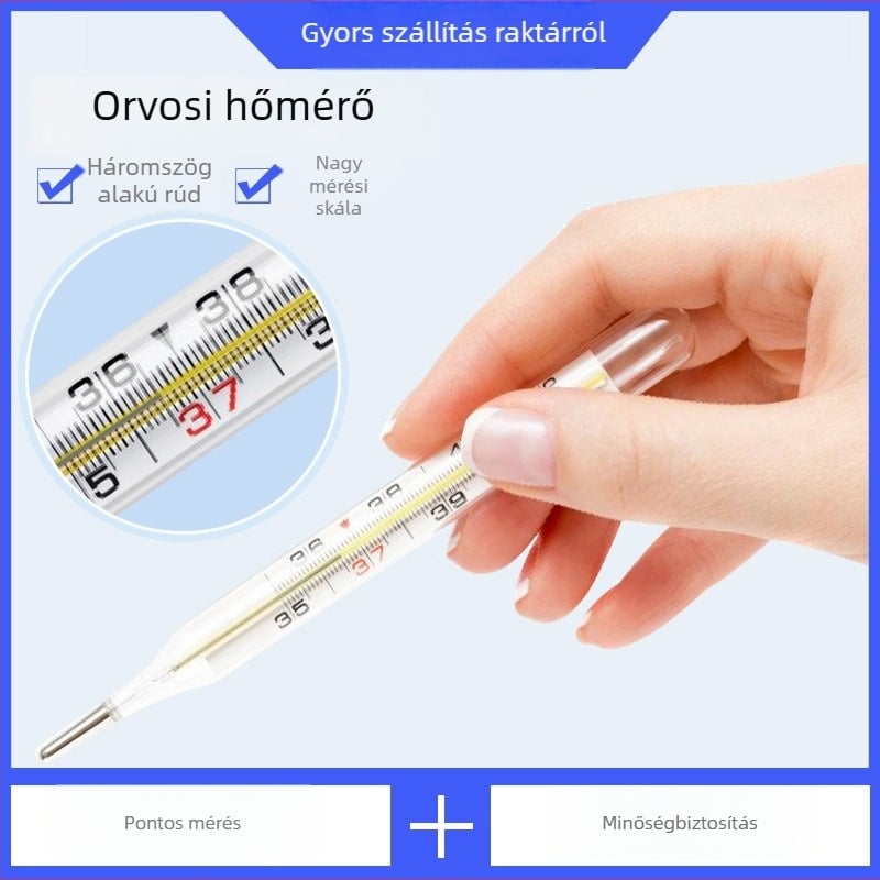 Orvosi minőségű hőmérő, nagy kijelzővel, üvegből, Sanshan, 1 dobozos csomag