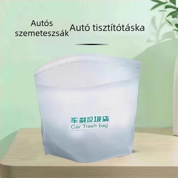 Önálló autós szemetes, ragasztóval a műszerfalra rögzíthető, vízálló műanyag henger egyrészes zacskókhoz