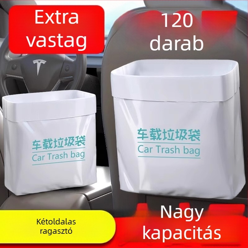 Önálló autós szemetes, ragasztóval a műszerfalra rögzíthető, vízálló műanyag henger egyrészes zacskókhoz