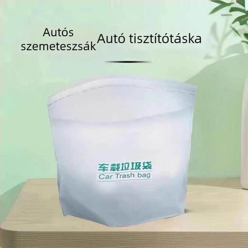 Önálló autós szemetes, ragasztóval a műszerfalra rögzíthető, vízálló műanyag henger egyrészes zacskókhoz