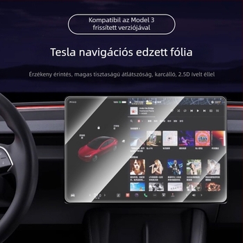 Tesla Model 3 középkonzol navigációs kijelzője és hátsó terület védőfólia – temperált film, ujjlenyomat-mentes, olajálló