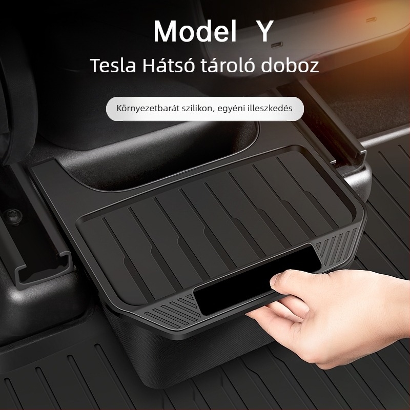 Tesla Model Y hátsó tárolóbox fogantyúval - TPE anyag