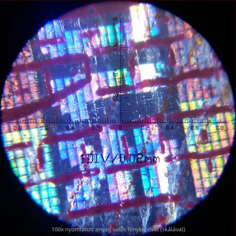 Kézben tartható LED-es mikroszkóp 100×-es nagyítással és mérőskálával, oktatási célokra