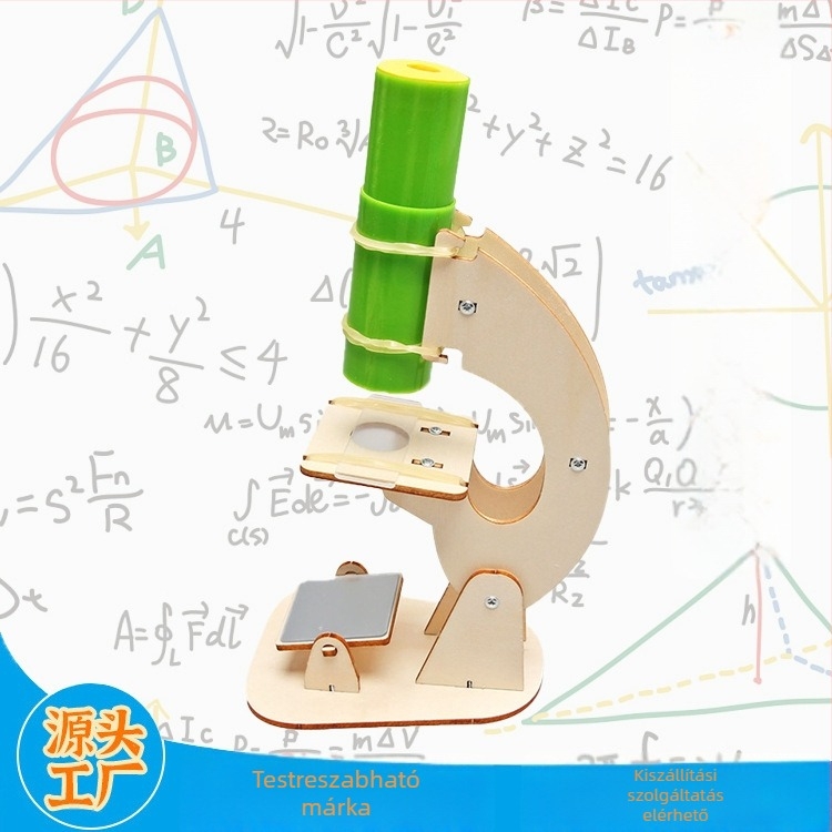Fa mikroszkóp készlet gyerekeknek — kézzel összeállítható tudományos kísérlet csomag, oktatási segédeszköz, 7-14 éveseknek