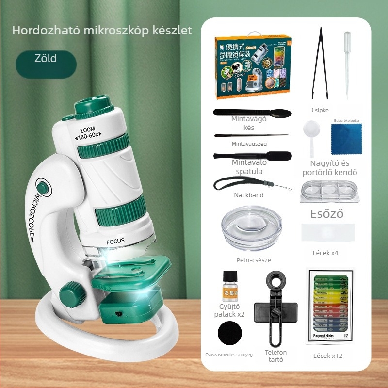 Gyerekeknek Szóló Hordozható Mikroszkóp – Biológia Oktatási Készlet, Ajándékdoboz, Többfunkcionális, DIY