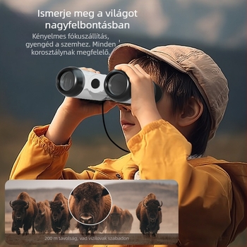 Oktatási tudományos kísérleti készlet mikroszkóppal és binokuláris nagy teljesítményű teleszkóppal; műanyag anyag; 7–14 éveseknek; márka Learn from Yuma; származás: Guangdong, Kína.