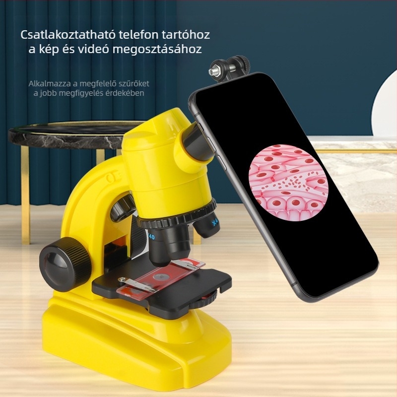 Biológiai/ kémiai oktató mikroszkóp gyermekeknek, ABS test, DIY, nem elektromos, korosztály 7–14 év, márka Blue Bamboo Culture