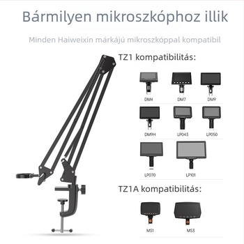 Digitális elektronmikroszkóp és nyomtatott áramkörök karbantartási támasza, omniirányú alumíniumötvözetes mechanikus kar TZ1