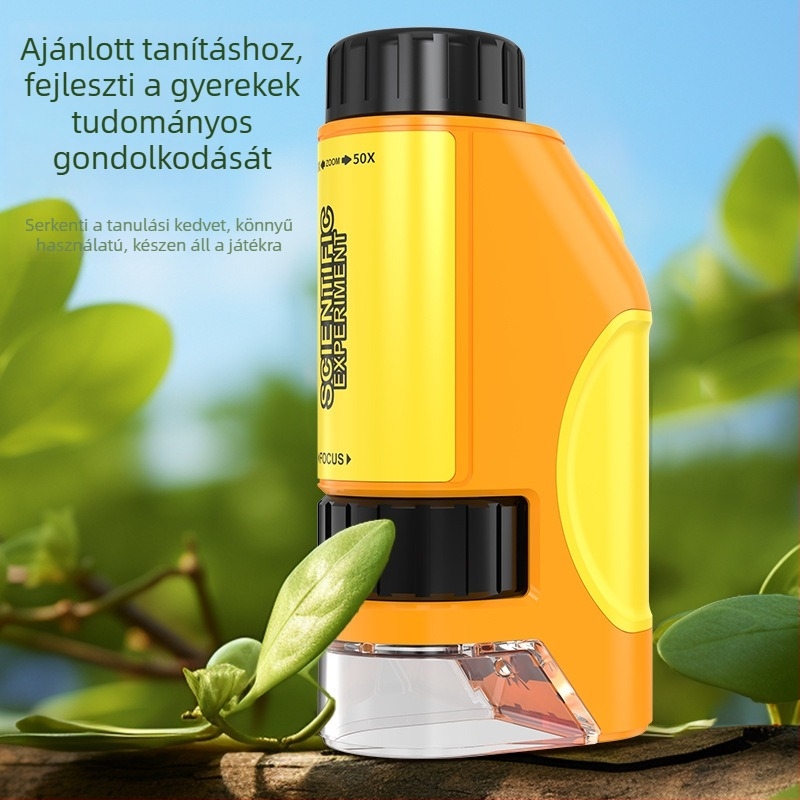 Hordozható gyermekmikroszkóp 50–300x, kézi megfigyelés oktatási célokra