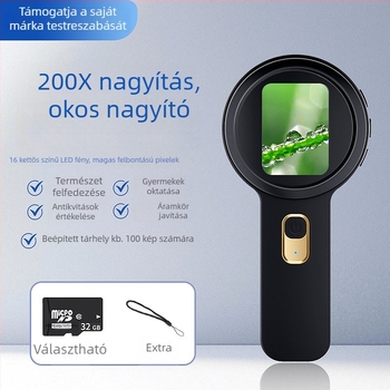 Kézbe fogható digitális mikroszkóp nagyító ékszerek és drágakövek értékelésére, nagy felbontású vizsgálat és olvasási segédeszköz gyermekek számára