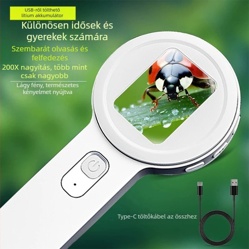 Kézbe fogható digitális mikroszkóp nagyító ékszerek és drágakövek értékelésére, nagy felbontású vizsgálat és olvasási segédeszköz gyermekek számára