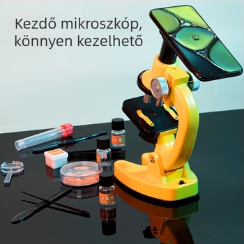 Gyerekeknek szóló mikroszkóp 1200X – oktatási biológiai kísérleti készlet, elektromos működtetésű, DIY-barát, 7–14 éveseknek