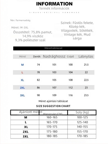 Denim nadrág, laza szabású, egyenes szárú, középmagas derekú, cipzár