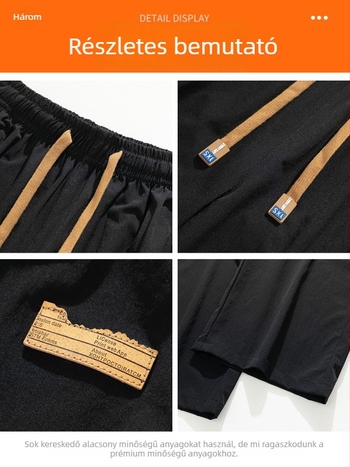Férfi téli fleece bevonat sportos-napij nadrág, laza egyenes szabás, középső derék, húzózsinór, poliészter/elastán anyag, betűs mintázat