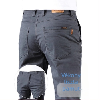 Üzleti casual nadrág, egyenes szabású, középső derekú, cipzár, pamut kis elasztikussággal