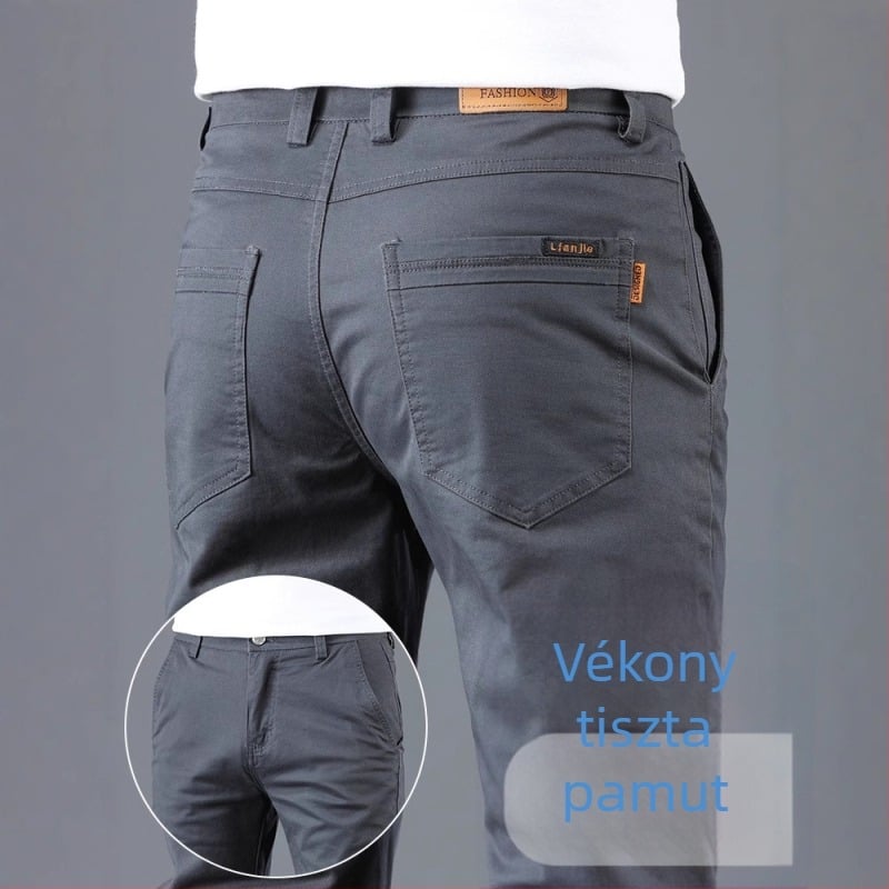 Üzleti casual nadrág, egyenes szabású, középső derekú, cipzár, pamut kis elasztikussággal