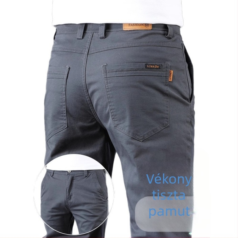 Üzleti casual nadrág, egyenes szabású, középső derekú, cipzár, pamut kis elasztikussággal