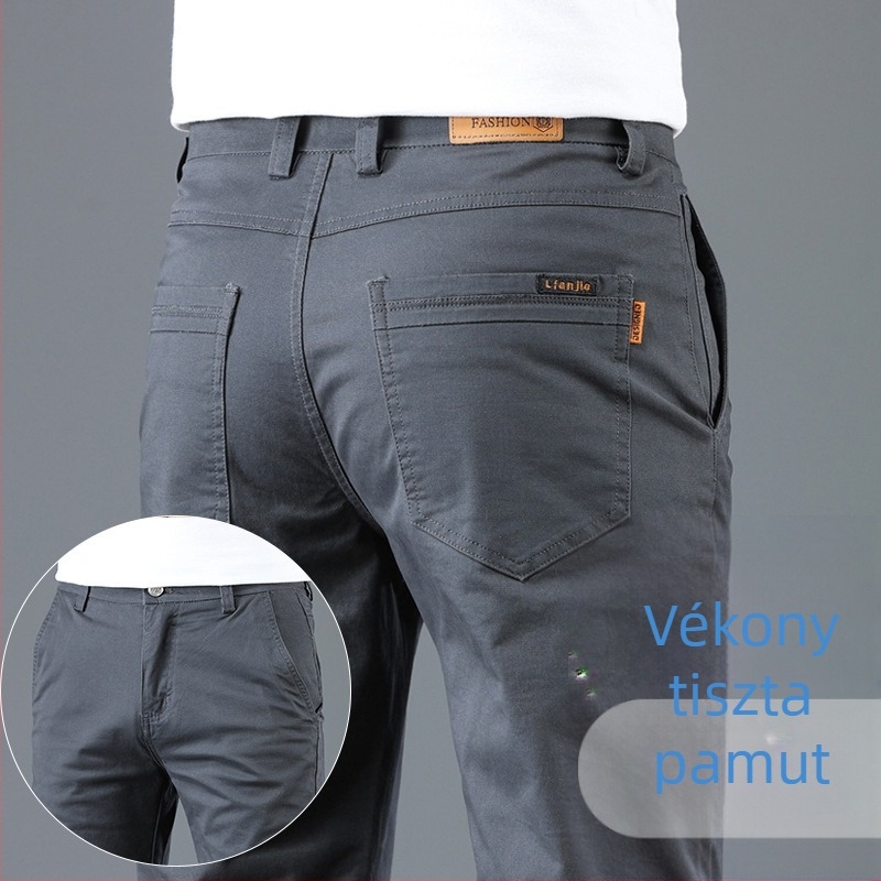 Üzleti casual nadrág, egyenes szabású, középső derekú, cipzár, pamut kis elasztikussággal