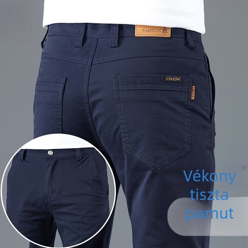 Üzleti casual nadrág, egyenes szabású, középső derekú, cipzár, pamut kis elasztikussággal
