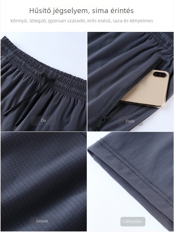 Berlinman férfi Ice Silk sportos rövidnadrág, laza szabás, sport stílus, nylon főanyag
