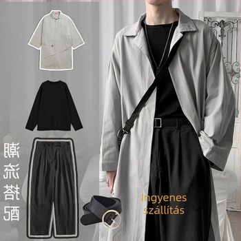 Férfi koreai stílusú háromrészes windbreaker-készlet, álló gallér, egyrészes zárás, vékony fazon, modal anyag, bélés 81-90%, tavaszi 2025 kabát