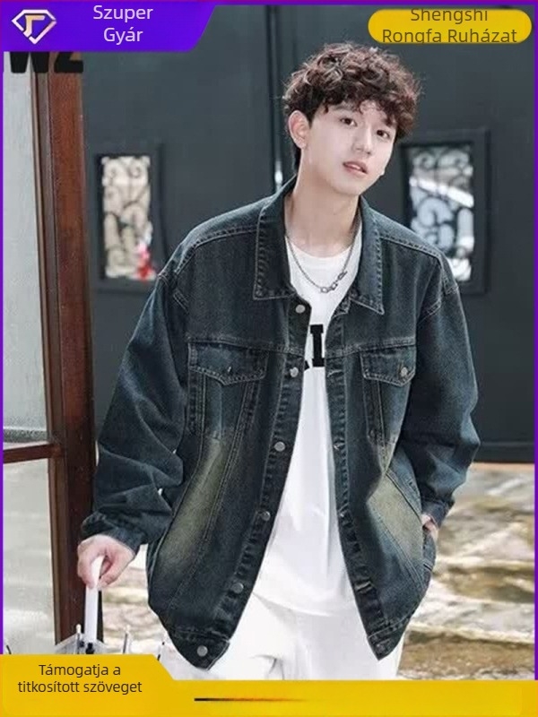 Férfi dzseki japán stílusban, slim fit, Turn-down gallér, egyréses záródás, hosszú ujjú, poliészter anyag