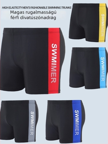 Férfi gyorsan száradó mintás boxer úszónadrág, 90% poliészter + 10% spandex, 150 g/m², bélés 100% poliészter