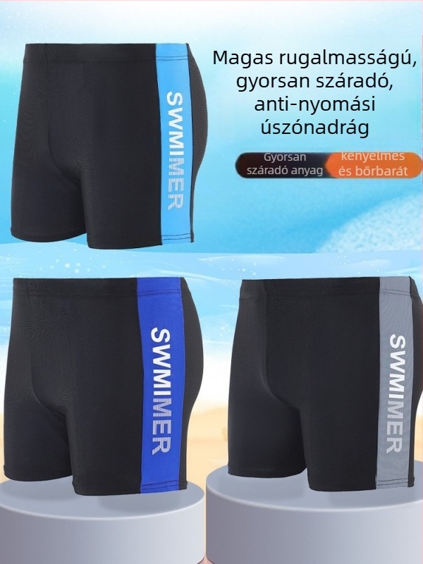 Férfi gyorsan száradó mintás boxer úszónadrág, 90% poliészter + 10% spandex, 150 g/m², bélés 100% poliészter