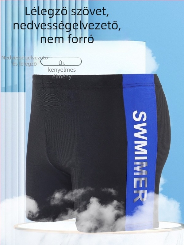 Férfi gyorsan száradó mintás boxer úszónadrág, 90% poliészter + 10% spandex, 150 g/m², bélés 100% poliészter