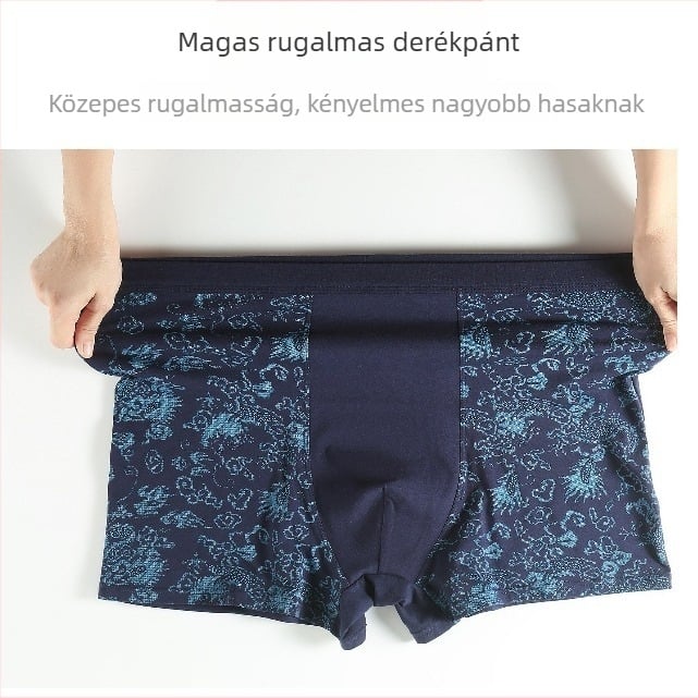 Férfiak magas derekú pamut boxeralsó, légáteresztő, kényelmes hasi tartás