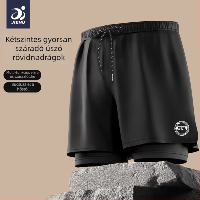 Jiehu férfi úszónadrágok, egyszínű poliészter anyag (85% poliészter), 100% poliészter bélés, felnőtt