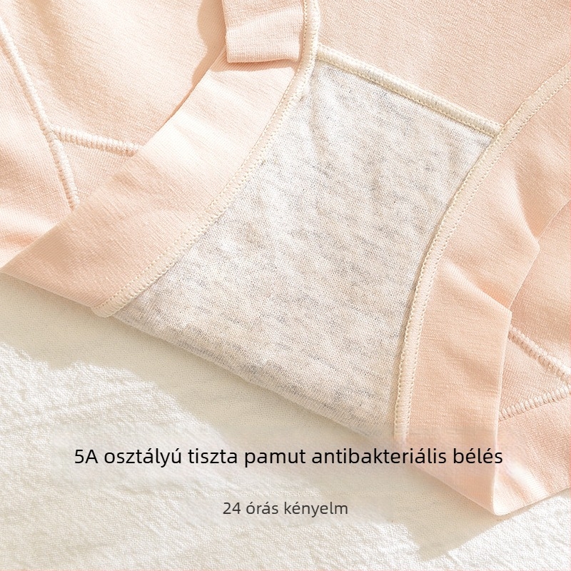 Női magas derekú pamut alsónemű — lélegző, hasi kontroll, antibakteriális; pamut 60-count; fő anyag 90–95% pamut; bélés 100% pamut