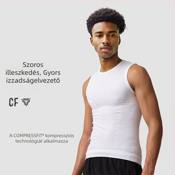 Edzéshez tervezett sportmellény: szoros illeszkedés, varrás nélküli, nedvszívó és gyorsan száradó anyag, 96% nylon és 4% spandex