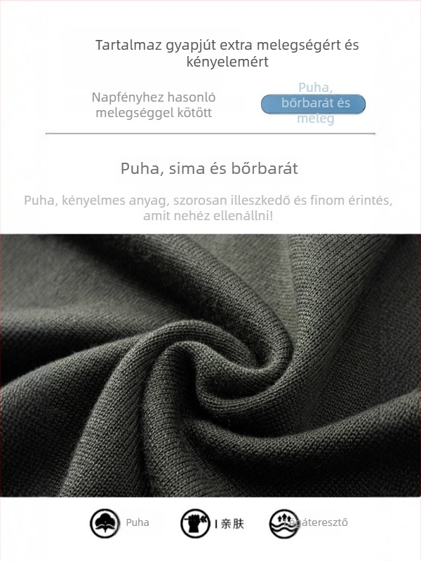 Férfi gyapjú V-nyakú pulóver, hosszú ujjú, fleece bélésű, 30–35% gyapjú, sűrű kötés