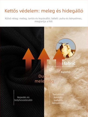 Férfi kasmírból készült kötött alapréteg-ing, vastított kivitel, lehajtható gallér, hosszú ujjú