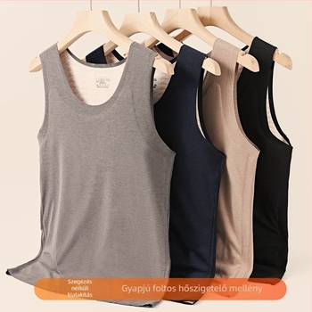 Fűtött alapszintű mellény férfiaknak; fleece béléssel, varrat nélküli, háromrétegű poliészter anyag