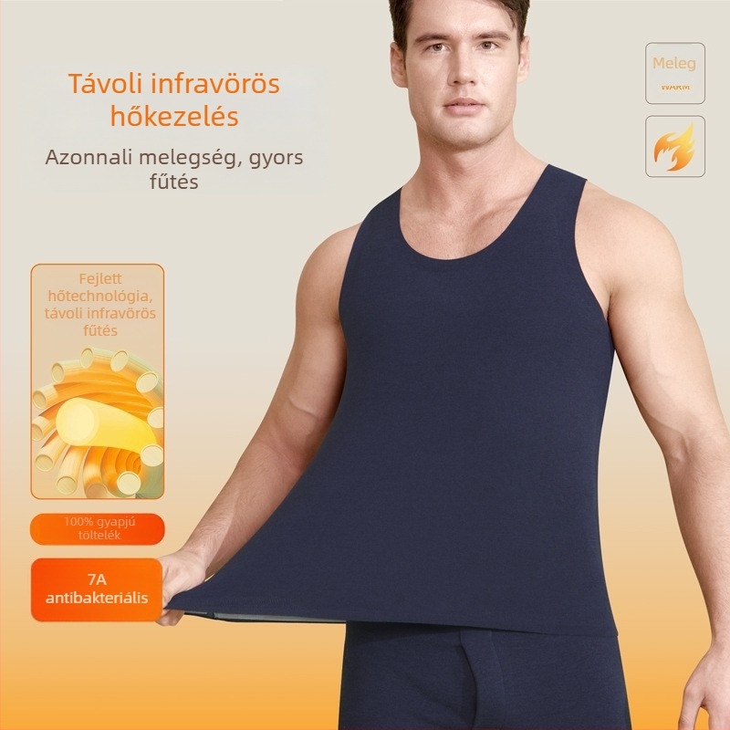 Fűtött alapszintű mellény férfiaknak; fleece béléssel, varrat nélküli, háromrétegű poliészter anyag