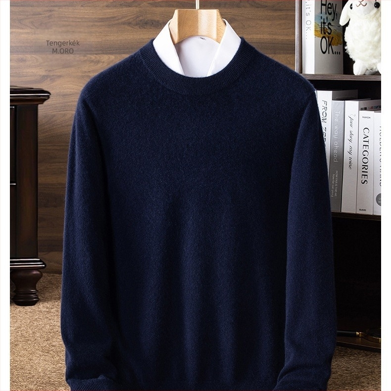 Kasmír pulóver kerek nyakú, hosszú ujjú, laza szabású, koreai stílus, 95% kasmír gyapjú keverék, téli hétköznapi viselet
