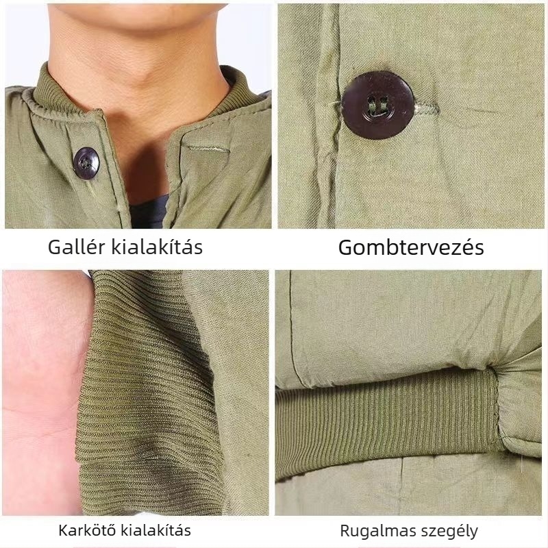 Pamut bélelt téli kabát — régi stílus, 95% tiszta pamut, férfi ruházat, 2025 tavasz