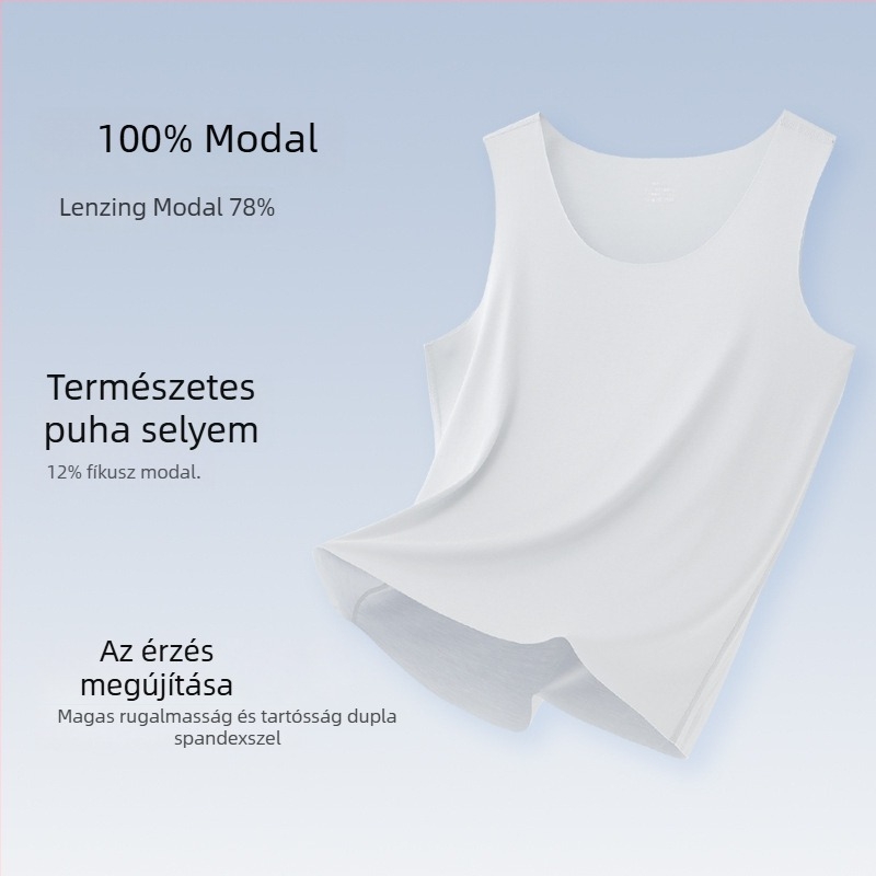 Férfi ujjatlan felső, Mulberry Silk Modal keverék, kerek nyak, könnyű 121–140 g/m², sportos stílus