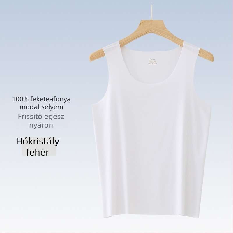 Férfi ujjatlan felső, Mulberry Silk Modal keverék, kerek nyak, könnyű 121–140 g/m², sportos stílus