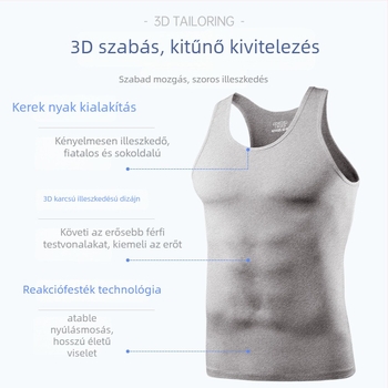 Férfi pamut ujjatlan felső, kerek nyakú, vékony anyagú 121–140 g/m², 100% pamut, nyár 2025