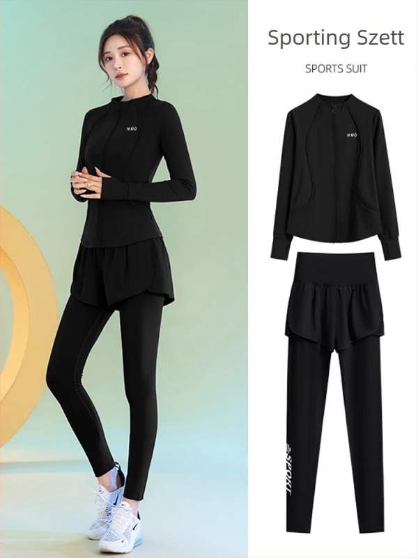 Női őszi jóga szett - hosszú ujjú, gyorsan száradó, nadrágos szett, anyagok: nylon/spandex/poliészter, őszi szezon 2025