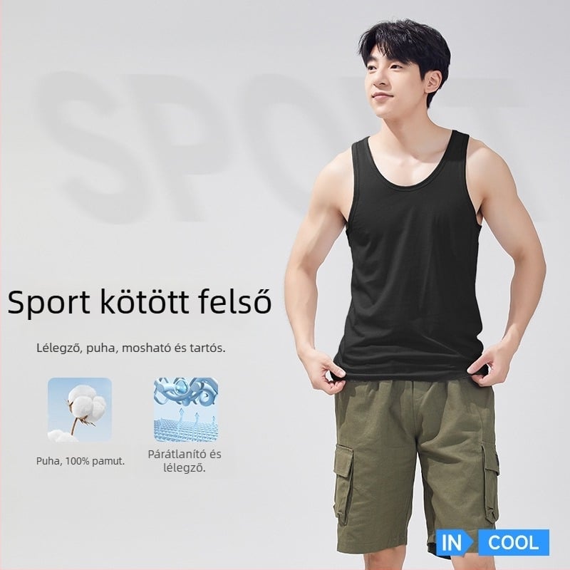 Férfi hátoldali mellény 100% pamutból, V-nyak, vékony anyag, modell XI58811, nyári szezon