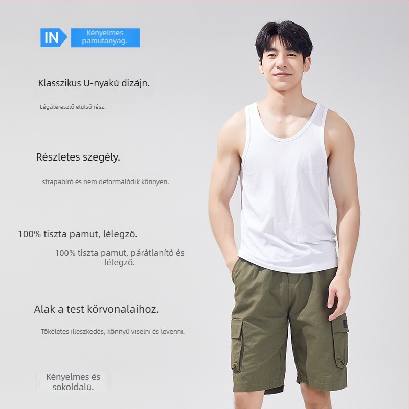 Férfi hátoldali mellény 100% pamutból, V-nyak, vékony anyag, modell XI58811, nyári szezon