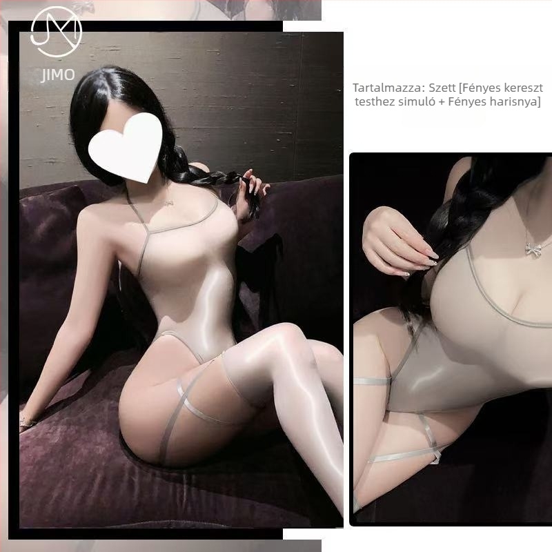 Nyitott szemérmes bodyszex készlet, átlátszó fényes poliészter, cheongsam/egyenruha szerepjáték stílus
