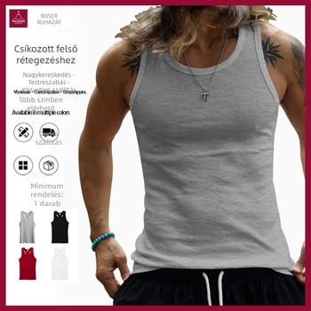Slim fit póló mellény, egységes poliészter keverék, nyár, tinédzsereknek