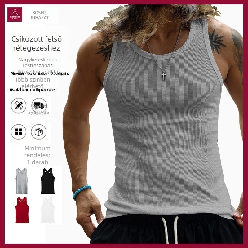 Slim fit póló mellény, egységes poliészter keverék, nyár, tinédzsereknek