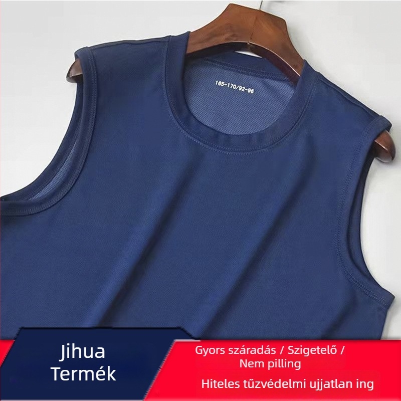 Sportmellény ujjatlan, slim fit, poliészter szálból készült, poliészter 31–50% tartalom, egyenes szél